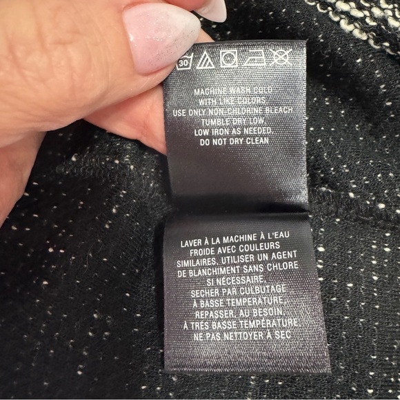 Anthropologie Sweater Dress Small Black Gray Textured Knit Puff Sleeve Pockets - Picture 7 of 8